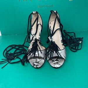 Lishan | Fringed Ankle Strap High Heel Stiletto